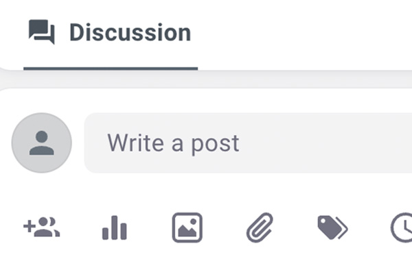 A screenshot of the discussion panel in the BergConnect app with a field for 