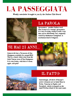 Cover of the La Passeggiata Newsletter