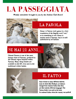 Cover of the La Passeggiata Newsletter