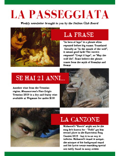 Cover of the La Passeggiata Newsletter