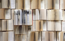 Wall of open books