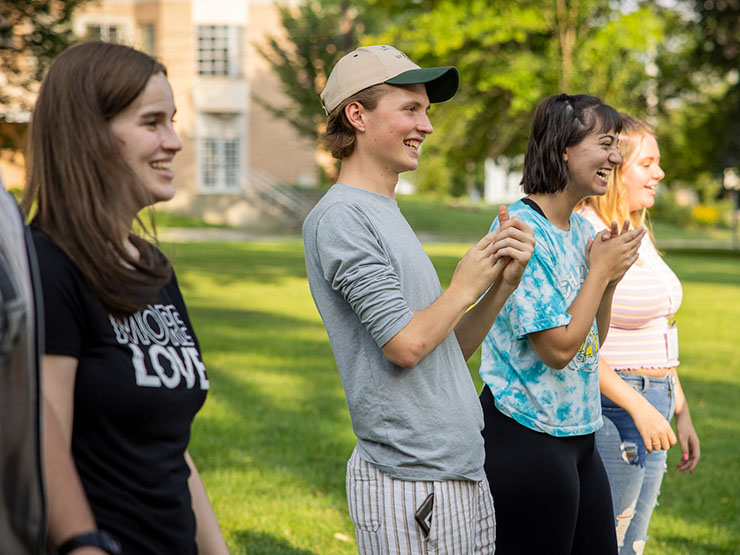 Student attending event at orientation weekend.