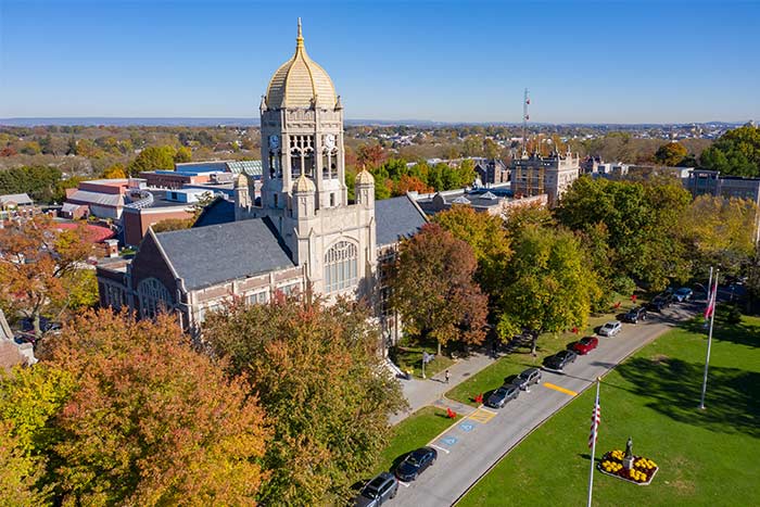 Arial view of the Muhlenberg College campus.