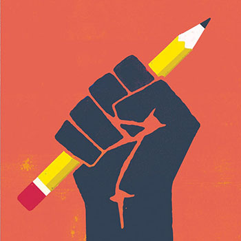 Black Fist Holding a Pencil