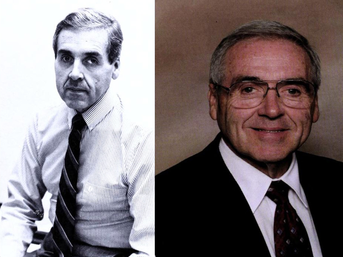 Two headshots of the same man, one in black and white and the other in color, taken about 10 years apart